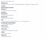 TABLE OF CONTENT, FEMMEX, METAGENICS, MAGNESIUM, TARINE, INNOSITOL (MYO-INOSITOL) , VITAMIN C, TYROSIN, B5,B6,ZINC, 5-METHYLTETRAHYDROFOLTAE, MECOBALAMIN B12, CHROMIUM, IODINE, SELENIUM