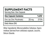 ingredients including Zinc Picolinate by Thorne.