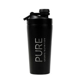 A Stainless Steel 600ML Shaker in Black by Pure Sports Nutrition.