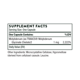 Ingredients Molybdenum, TRAACS, Glycinate chelate.