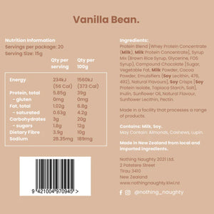 Ingredients: Protein Blend [Whey Protein Concentrate (Milk), Milk Protein Concentrate, Whey Protein Isolate (Milk)], IMO Syrup, Brown Rice Syrup, Glycerine, Cocoa Soy Crisps (Soy Protein Isolate, Cocoa, Tapioca Starch), Compound Chocolate (10%) [Sugar, Vegetable Fat, Milk Powder, Cocoa Powder, Emulsifiers (Soy Lecithin, 476, 492), Natural Flavourings], Inulin, Sunflower Oil, Emulsifier (Sunflower Lecithin), Natural Flavourings.

Contains: Milk, Soy
May Contain: Almonds, Cashews, Lupin