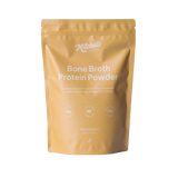 A Supplement pouch with the name Bone Broth Protein Powder (Salted Caramel) by Mitchell's Nutrition. 
