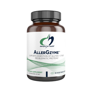 A Supplement container with the name AllerGzyme by Designs for Health.