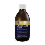 BioCeuticals UltraClean 85 Liquid 200ml oral liquid. Glass amber bottle with blue and gold label.