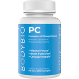 A Supplement container with the name PC - Phosphatidyl Choline (60 Softgels) by Bodybio.