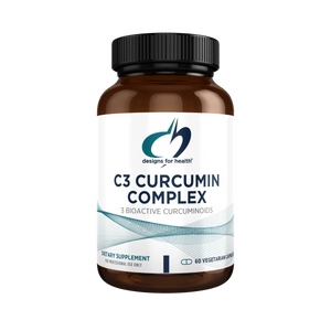 A Supplement container with the name C3 Curcumin Complex by Designs for Health. 