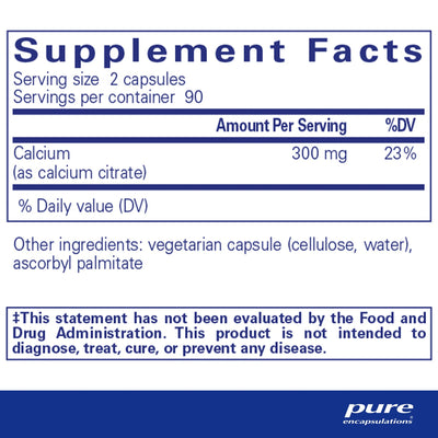 Ingredients: Calcium (as calcium citrate) 300mg