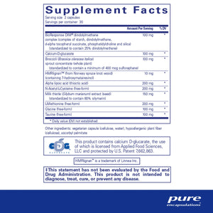 Ingredients: BioResponse, Calcium-D-glucarate, Broccoli, HMRlignan, Alpha Lipoic acid, N-Acetyl-L-Cystenie, Milk Thistle, L-Methionine, Gycine, Taurine.