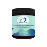 A Supplement container with the name Chocolate Superfood Powder by Designs for Health.