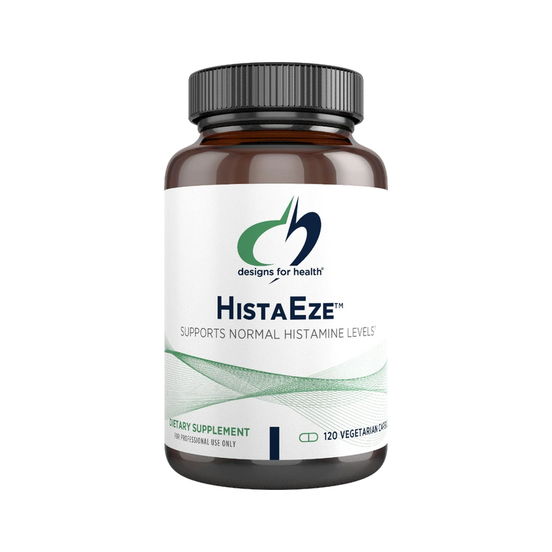 A Supplement container with the name HistaEze by Designs for Health.