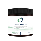 A Supplement container with the name IgGI shield by Designs for Health.