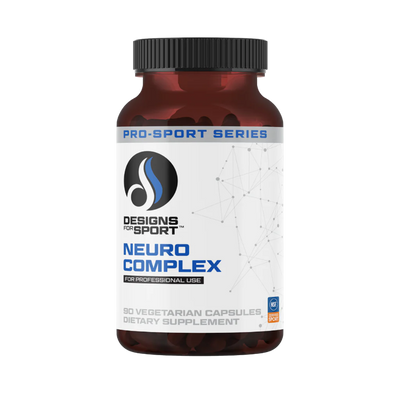 A Supplement container with the name Neuro Complex by Design for Sport.