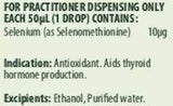 Text describing the ingredients: Selenium (as Selenomethionine).