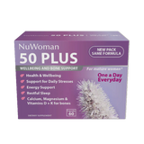 A Supplement container with the name 50 Plus Wellbing and Bone Support (60 Caps) by NuWoman.