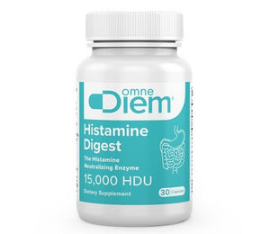A Supplement container with the name Histamine Digest 30Caps (15,000 HDU) by OmneDiem.