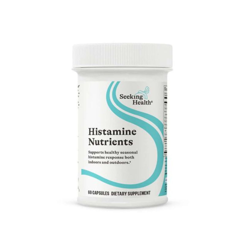 A Supplement container with the name Histamine Nutrients by Seeking Health.