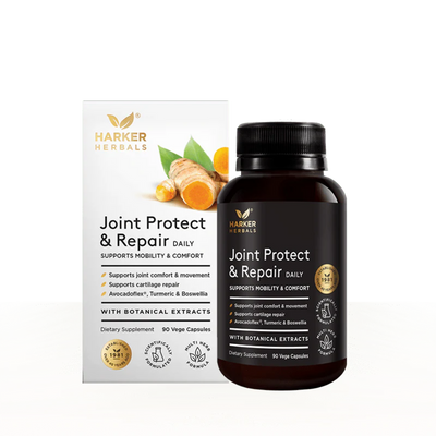 A Supplement container with the name Joint Protect & Repair by Harker Herbals.