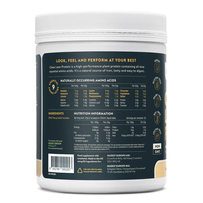 Image of clean lean protein 500g contents

Histidine, Isoleucine, leucine, lysine, methionine, phenylalanine, threonine, tryptophan, valine, alanine, arginine, asportic acid, cysteine, glutamic acid, glycine, proline, serline, tyrosine