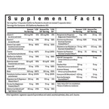 Ingredients: Vitamin A, C, E, B6, Thamin, Riboflavin, Niacin, Biotin, Pantothenic Acid, Magnesium, Zinc, Selenium, Maganese, Chromium, Molybdenum, Potassium, KSM-66 Ashwagandha extract, Eleuthero root, American Ginseng, Coenzyme, Boron.