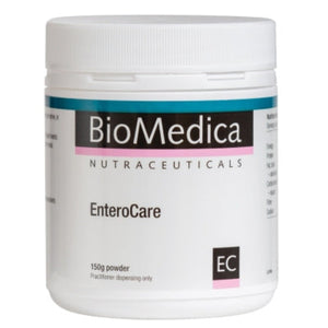 A Supplement container with the name EnteroCare by BioMedica 