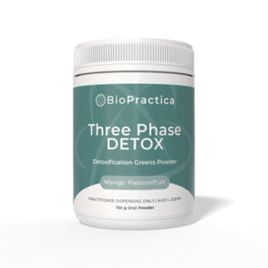 A Supplement container with the name Three Phase Detox by Bio-Practica