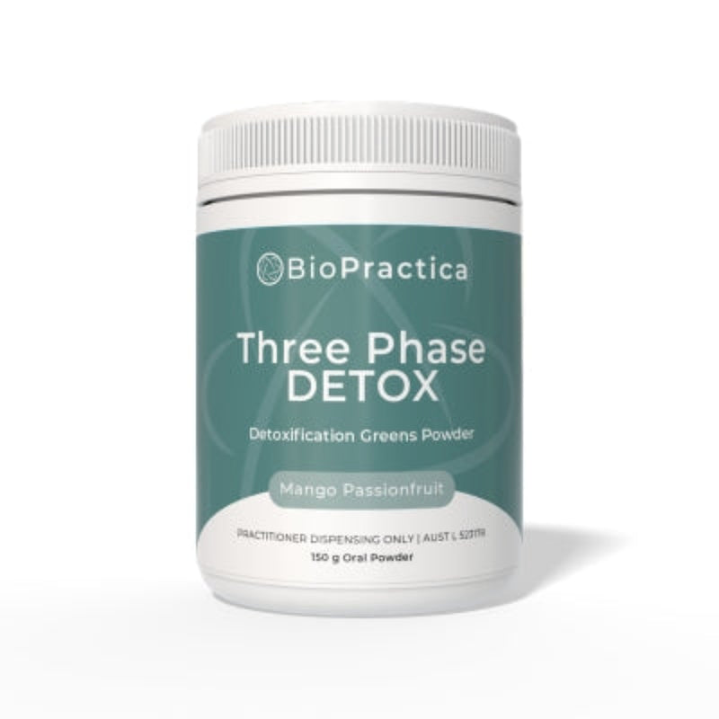 A Supplement container with the name Three Phase Detox by Bio-Practica