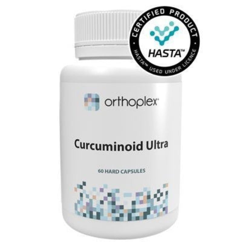 A Supplement container with the name Curcuminoid Ultra Pure by Orthoplex.