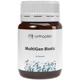 A Supplement container with the name MultiGen Biotic (30 caps) by Orthoplex White.