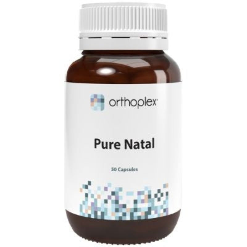 A Supplement container with the name Pure Natal (50 Caps) by Orthoplex White