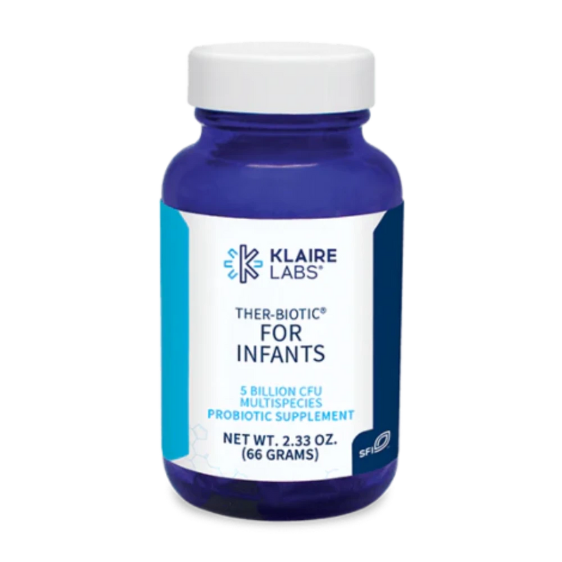 A Supplement container with the name Ther-Biotic Infants Powder by Designs for Health.