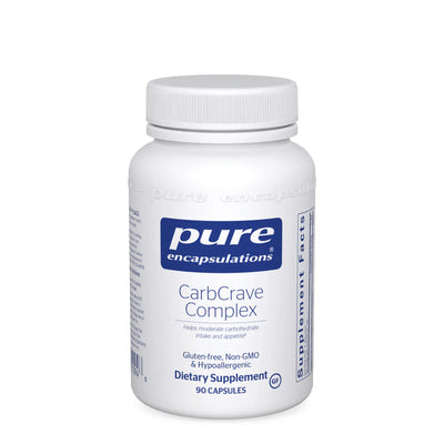 A Supplement container with the name CarbCrave Complex by Pure Encapsulations.