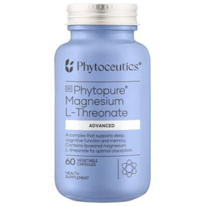 A Supplement container with the name Phytopure Magnesium L-Threonate Advanced by Phytoceutics.