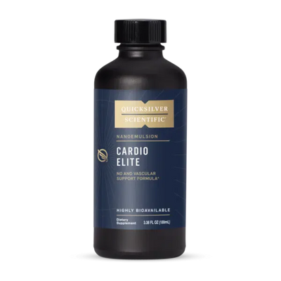 A Supplement container with the name Cardio Elite by Quicksilver.