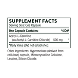 Contains Acetly-L-Carnitine Chloride 500mg, alcar, carnitine, 