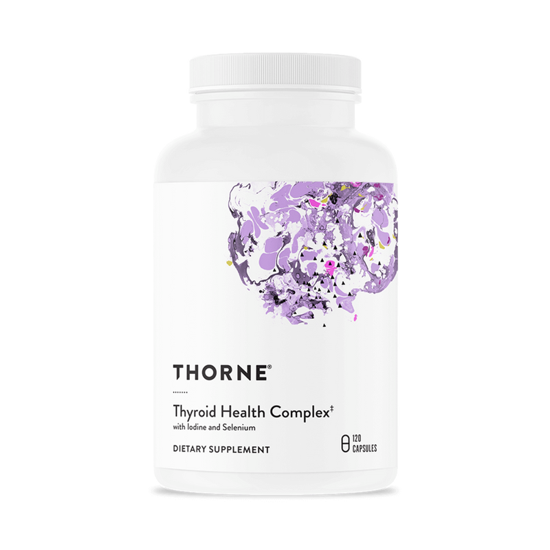 A Supplement container with the name Thyroid Health Complex by Thorne