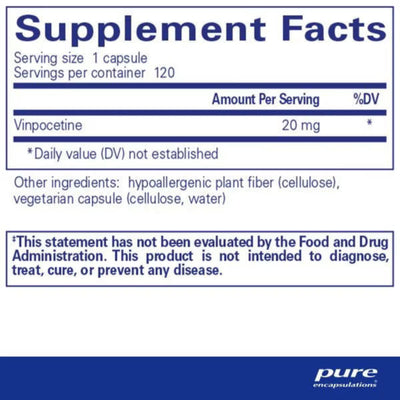 Text describing the ingredients: Vinpocetine 20gm.