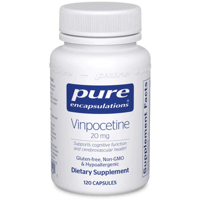 A Supplement container with the name Vinpocetine by Pure Encapsulations.