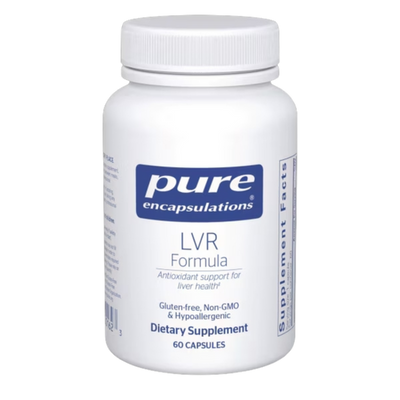A Supplement container with the name LVR Formula by Pure Encapsulations.