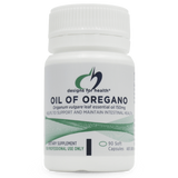 A bottle that says desigsn for health oil of oregano origanum vulgare leaf essential oil 150mg healps to support and maintain intestinal health dietary supplemnt 90 soft capsules 