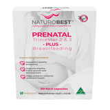 A Supplement container with the name Prenatal Trimester 2 & 3 Breastfeeding by Naturobest