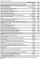 Vitamin A, Beta Carotene, Retinyl palmitate, Vitamin C, sodium ascorbate, potassium ascorbate, zinc ascorbate, Calcium ascorbate, vitamin d3, cholecalciferol, Vitamin E, D-aplha tocopheryl succinate, Thiamin, Thiamine mononitrate, Riboflavin, Riboflavin 5-phosphate sodium, Niacin, Niacinamide, inositol, Huperzine A, Glucoraphanin, inositol, Trans-resveratrol, Benfotiamine, Green tea, Milk thistle, Shilajit, Ala, alpha lopic acid, NAC