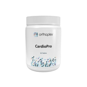 A Supplement container with the name CardioPro by Orthoplex White