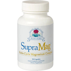 A Supplement container with the name SupraMag by Ayush Herbs.